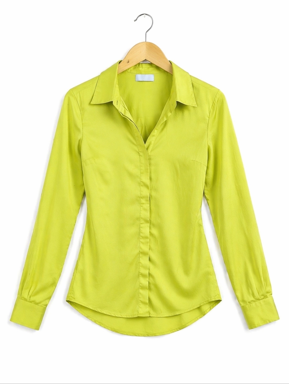 Q2 Lime Green Button-Front Womens Shirt